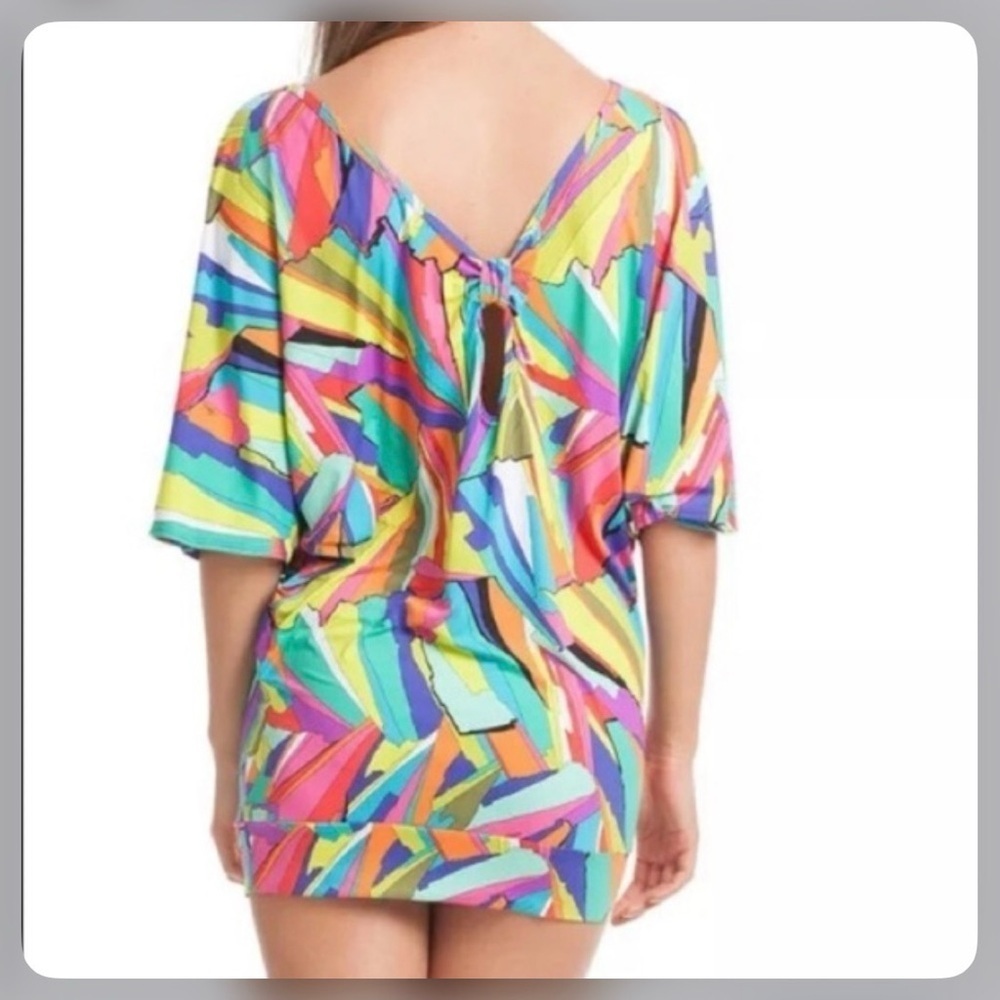 Trina Turk Multicolor Abstract top tunic dress swim cover resort small